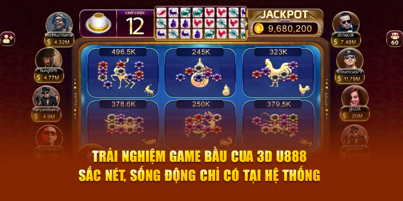 Trải nghiệm game Bầu Cua 3D U888 sắc nét, sống động chỉ có tại hệ thống