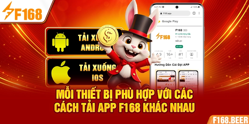 Mỗi thiết bị phù hợp với các cách tải app F168 khác nhau