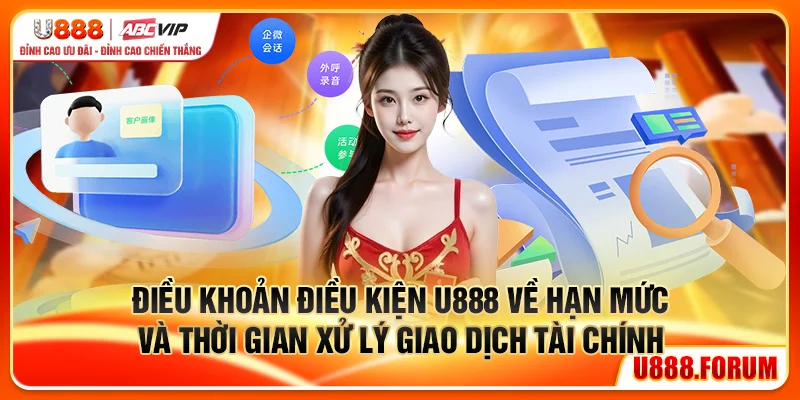 Điều khoản điều kiện U888 về hạn mức và thời gian xử lý giao dịch tài chính